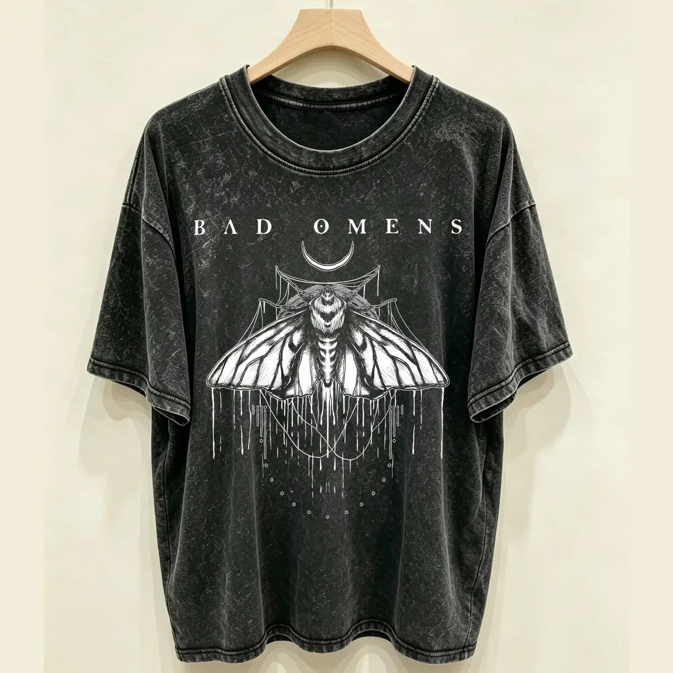 washed T Shirt bad omens moth vintage Washed Top For Everyday Wear homme fashion Unisex Stylish Soft designer clothes