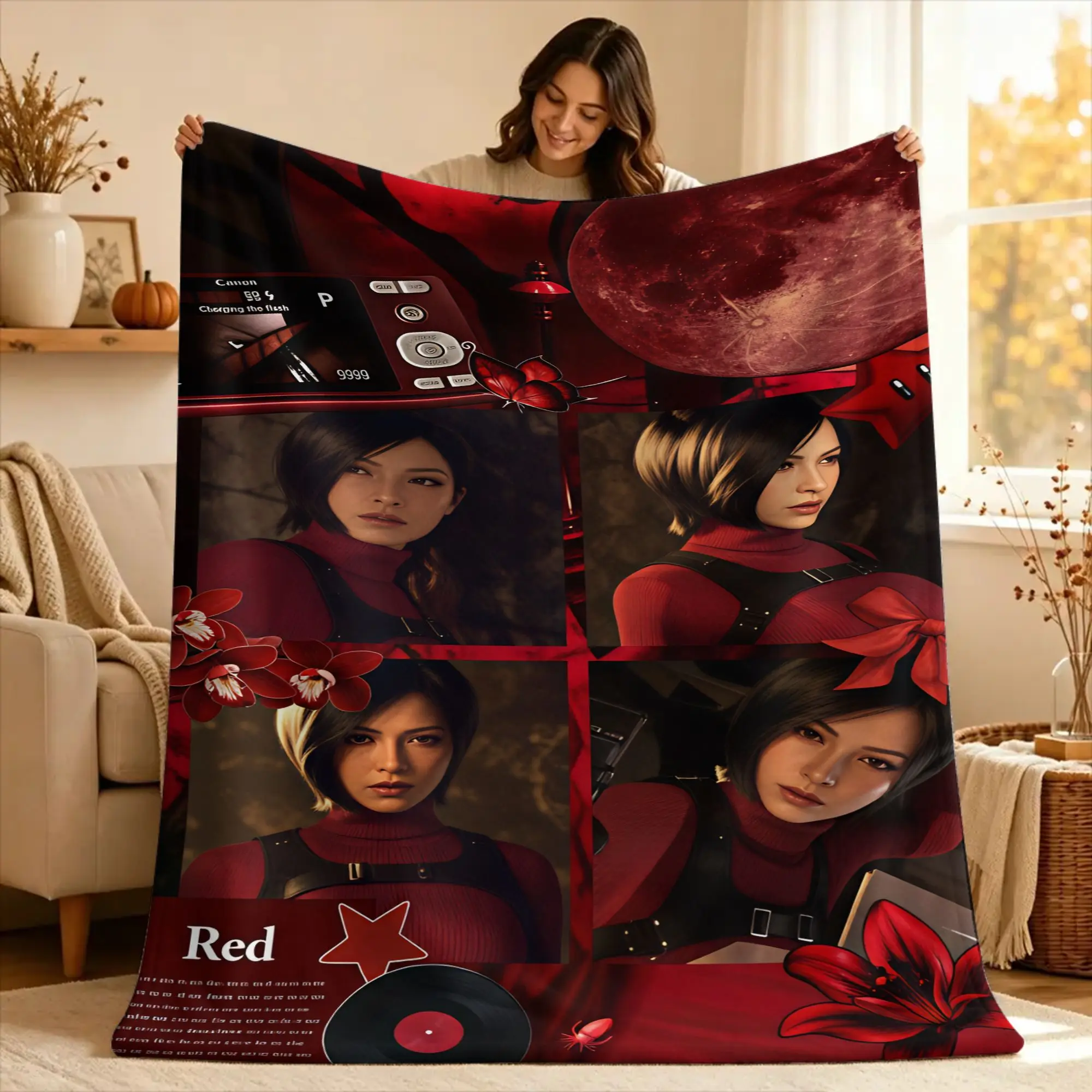 Ada Wong Resident Evil Blanket Quality Warm Soft  Throw Blanket Autumn Airplane Travel Couch Chair Sofa Bed Pattern Bedspread