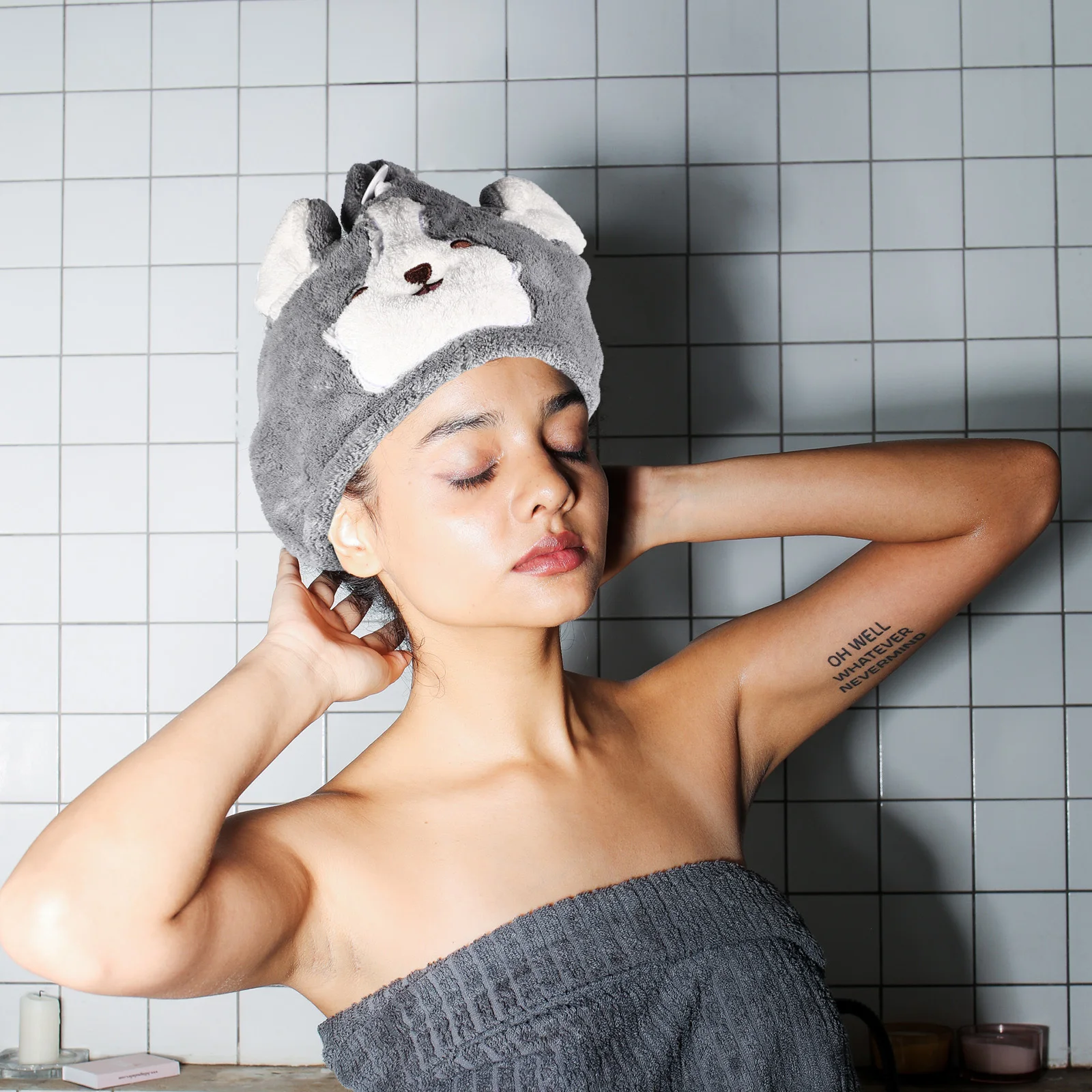 الكرتون تصميم قبعة تجفيف الشعر مادة الصوف المرجاني امتصاص سريع منشفة استحمام التفاف للمنزل السفر استخدام لينة آمنة صالح مشبك