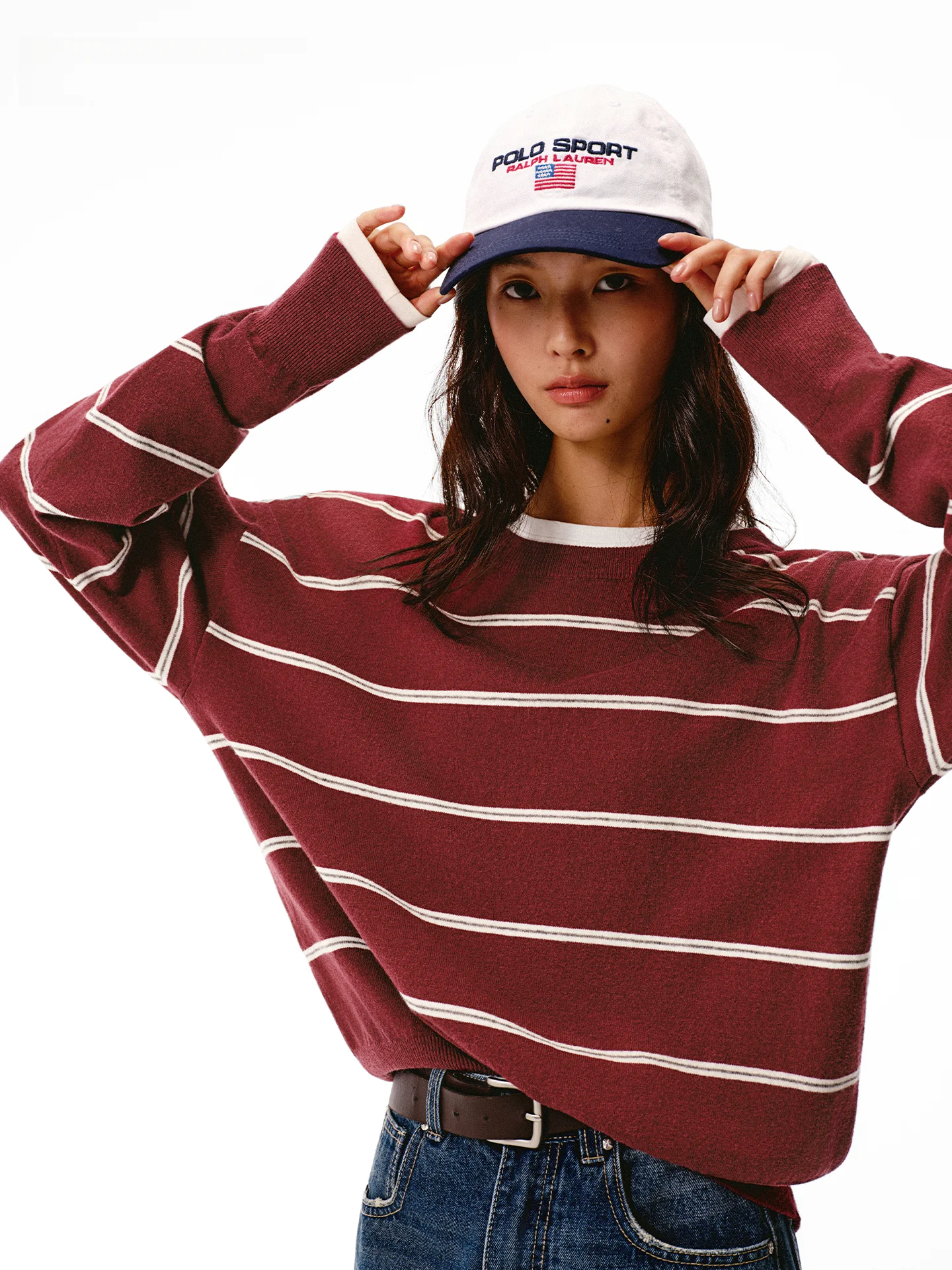 

Asomesome ретро полосатый свободный вязаный свитер круглый Ne Street Sle женский модный весна осень зима длинный све