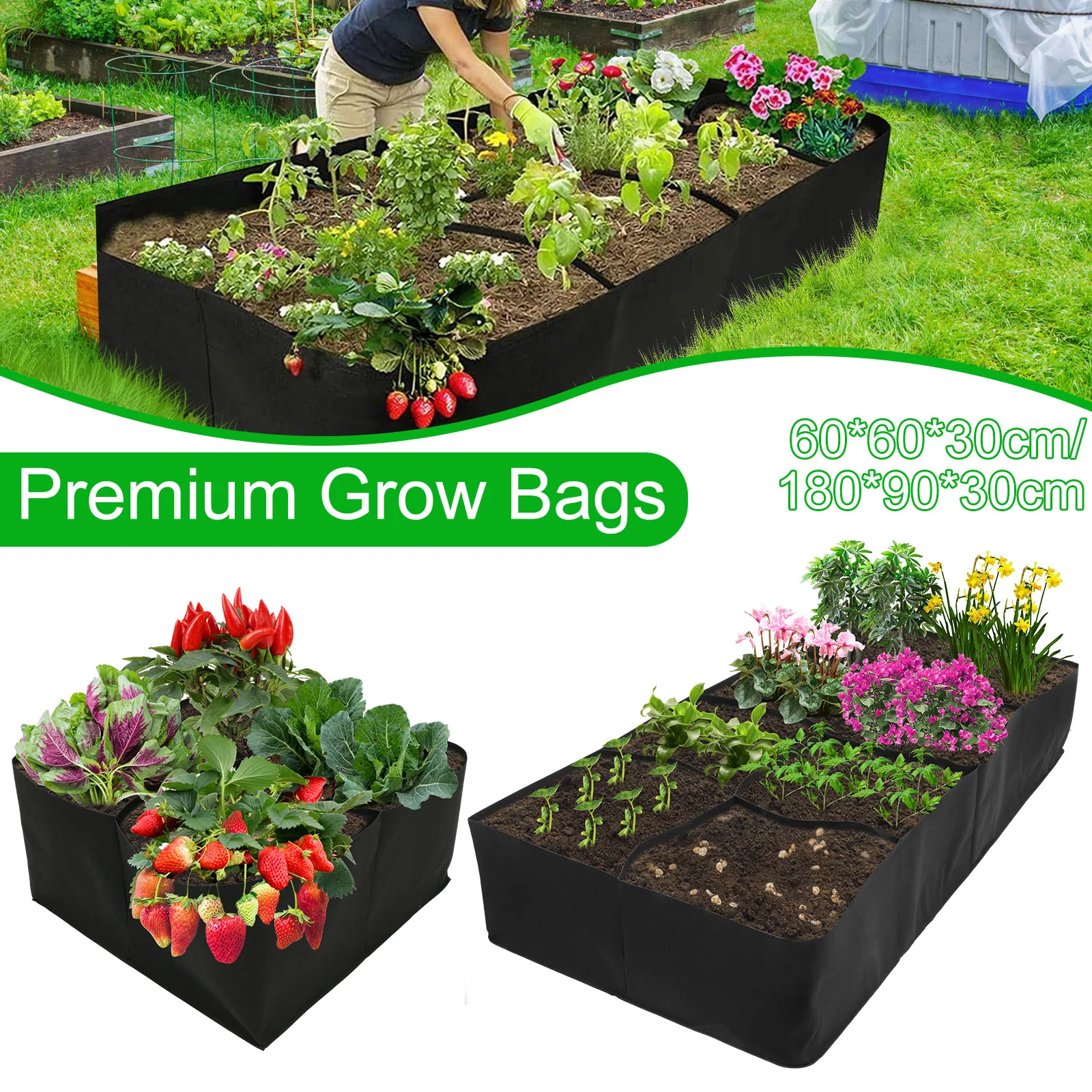 Garden Raised Planting Bed 4/8 Grids Vegetable Planting Bag Reusable Square Large Capacity Garden Potato Planters Container