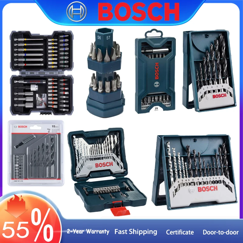 Bosch Mix Drill Bit Conjuntos 15 25 33 43 Pcs Broca de Aço de Alta Velocidade para Broca de Impacto ph pz s l Hex Chave de Fenda Magnética Cabeça