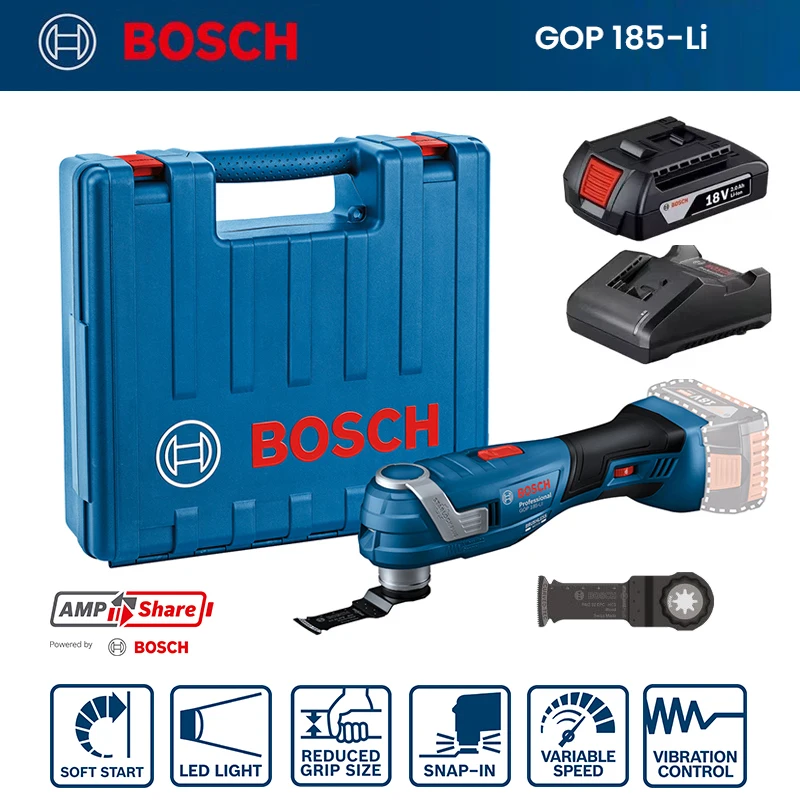 Bosch GOP 185-Li Cordless Oscillating Muli-Tools Brushless Motor 6 Variable Speed Wireless Multi-Cutter 18V Li-ion Power System