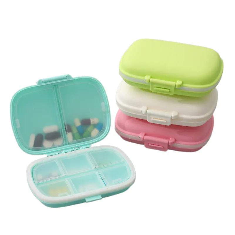 

1PC 8 Compartment Portable Pill Box Plastic Travel Sealing Ring Pill Box Storage Box Rack Container Dispenser Box for Medicines