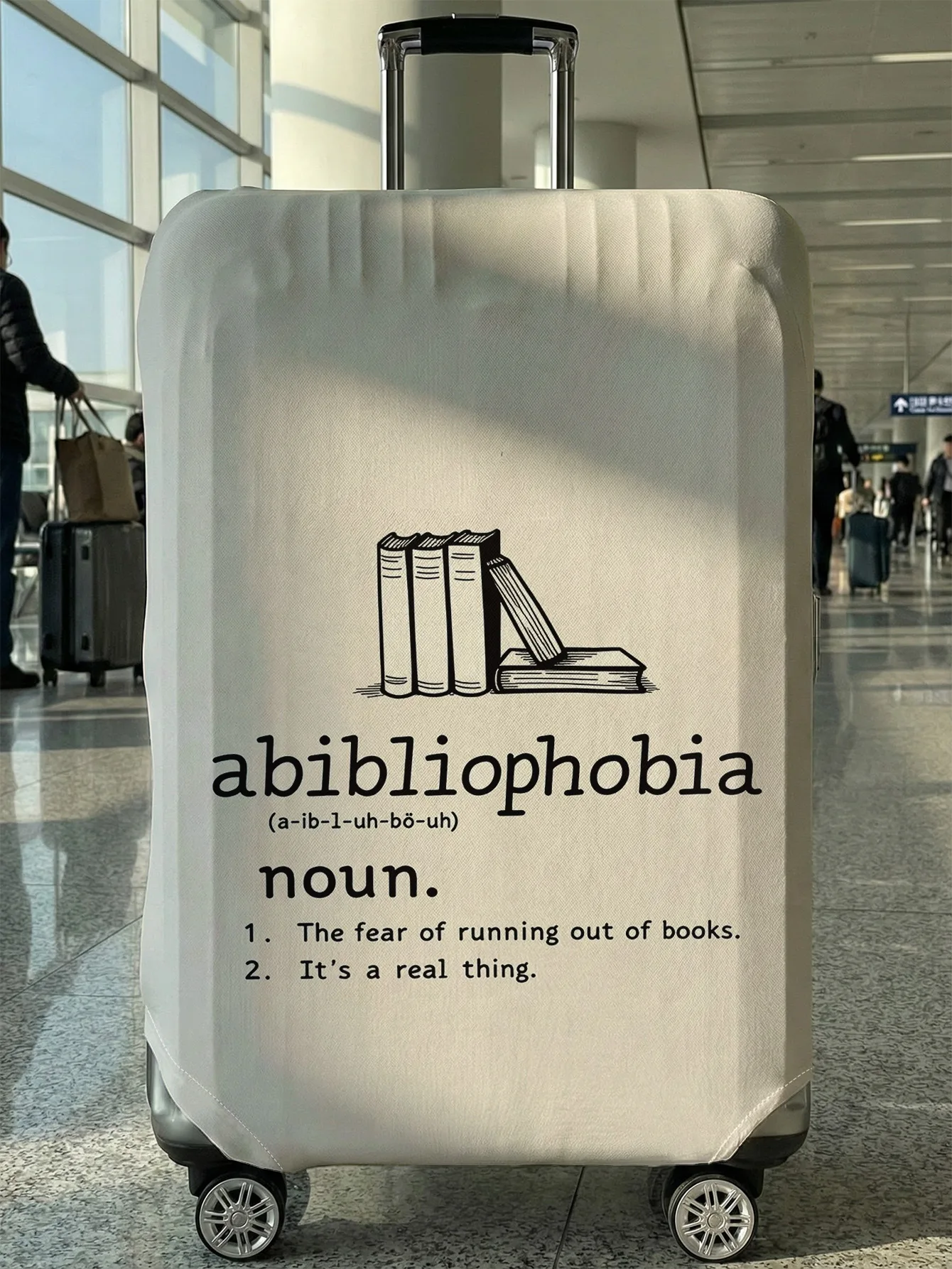 

Чехол для багажа с забавной надписью «abibliophobia» для любителей книг, подходит для чемоданов 18-32 дюймов, чехол-накладка на ручку чемодана, аксессуар для путешествий