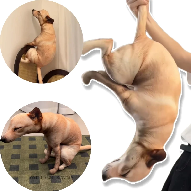 Funny Squatting Pooping Dog Plush Toy Cute Realistic 3D Printing Home Decor Stuffed Pillo Novelty Gag Gift Cartoon Cushion Gifts