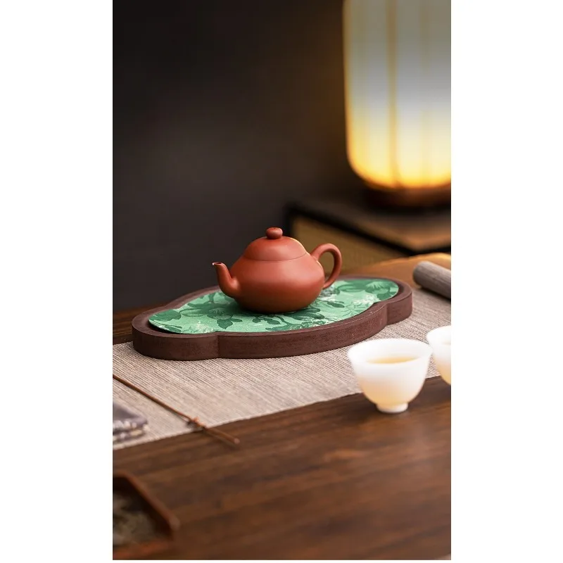 Chinese walnut color tea tray retro household pot bearing zen dry bubble tray waterproof tea mat