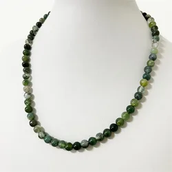 6MM Green Moss Grass Jade Necklace Natural Stone Beads Jewelry Health Care Gemstone Protection Choker Healing