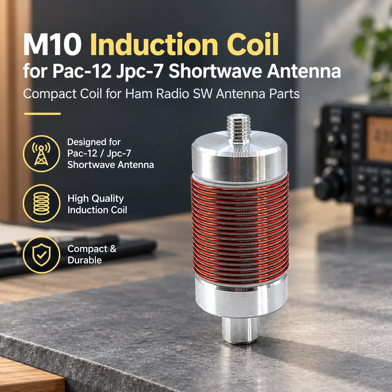 M10 Induction Coil for Pac-12 Jpc-7 Shortwave Antenna Compact Coil for Ham Radio SW Antenna Parts