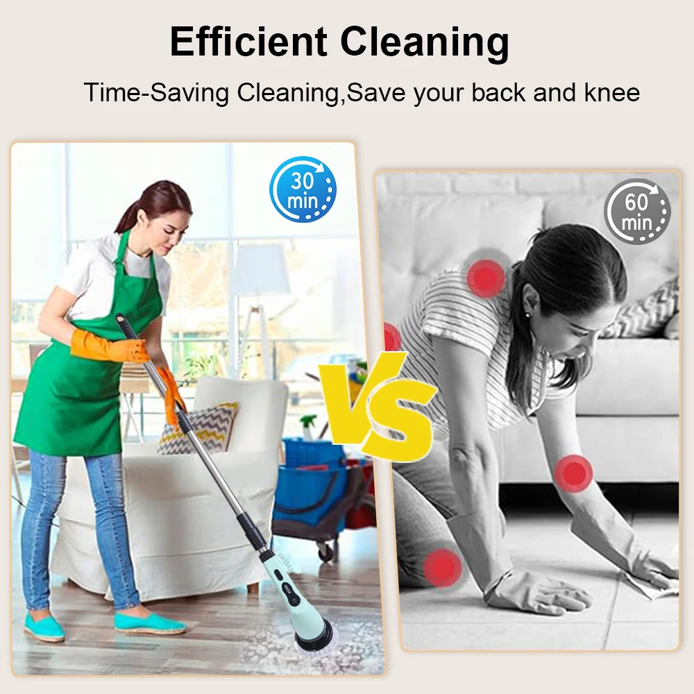 Electric Cleaning Brush Wireless 9 in 1 Multifunctional Bathroom Cleaner Brush For Home Kitchen Window Electronic Cleaning Brush