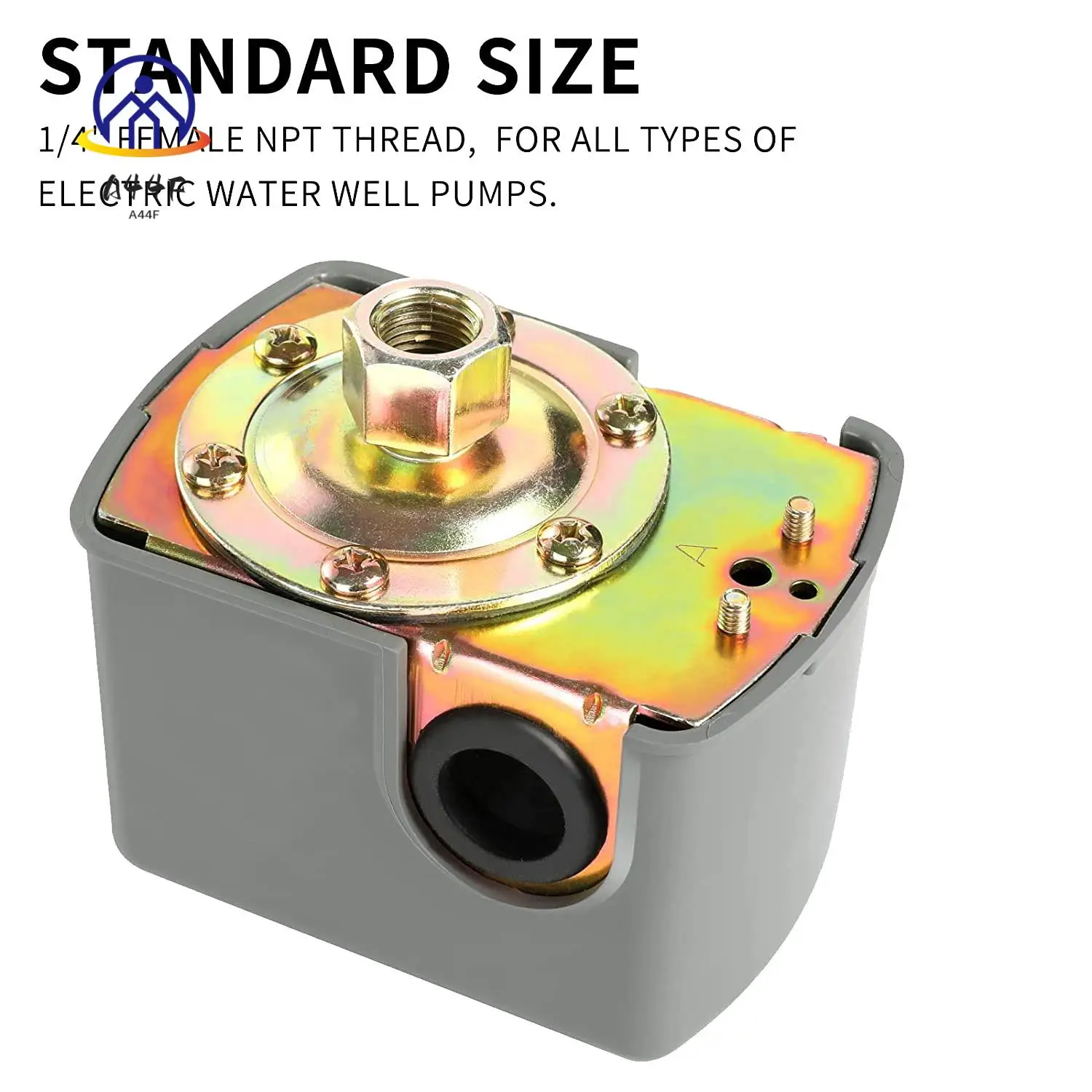 مفتاح ضغط A44F لمضخة الآبار، مفتاح ضغط المياه 40-60 رطل لكل بوصة مربعة، تفاضلي قابل للتعديل، ضغط مياه NPT أنثى 1/4 بوصة