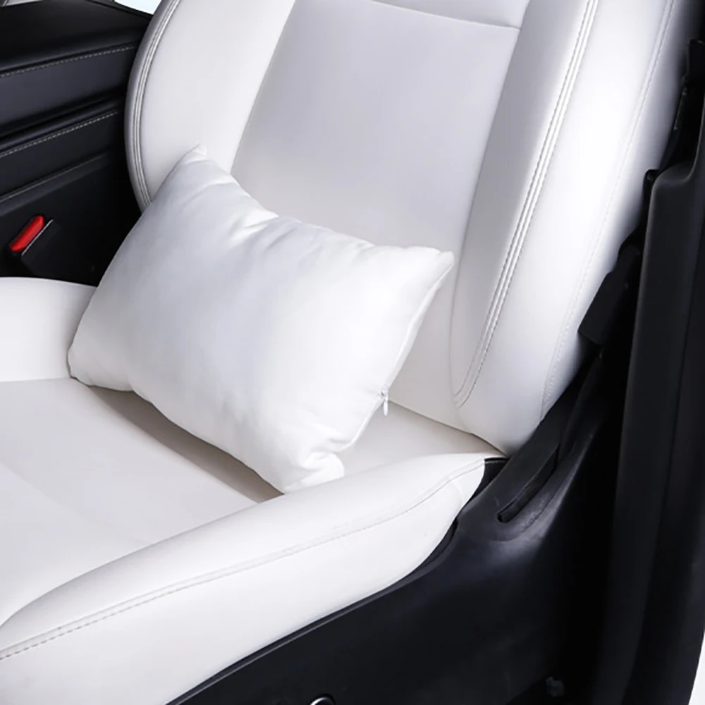 Appui-tête de siège de voiture en daim, coussin d'oreiller confortable, Support lombaire, noir/blanc, pour Tesla modèle 3 Y S X