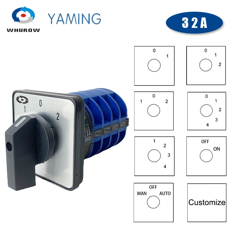 32A 4 Pole 690V 16 Terminal Screw LW26 YMW26-32/4 Rotary Multistep Position  Selector Universal Changeover Cam Main Switch