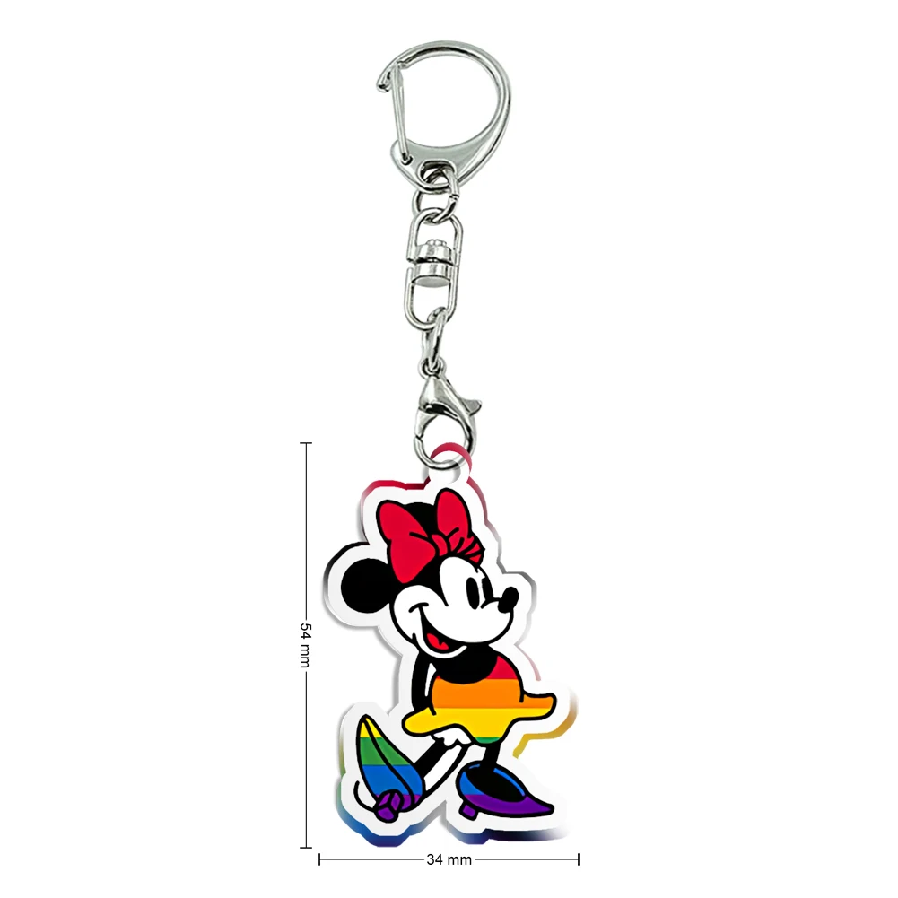 

Disney Rainbow Colorful Mickey Minnie Cute Transparent Acrylic Keychains Pendant Ornament Daughter's Gift Collection Accessories