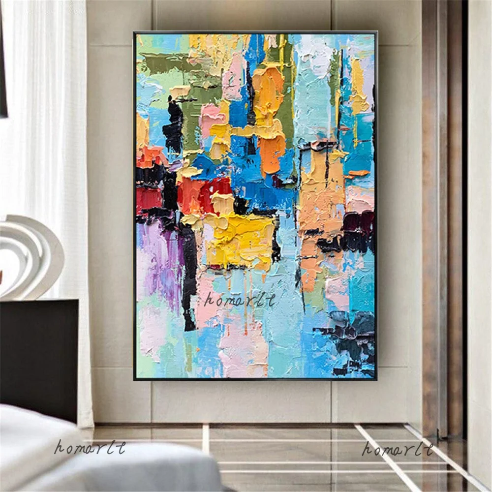 

Modern Home Hanging Painting Decor Wall Art Pictures Pop Palette Knife Texture Abstract Oil Paintings On Canvas Handmade Mural