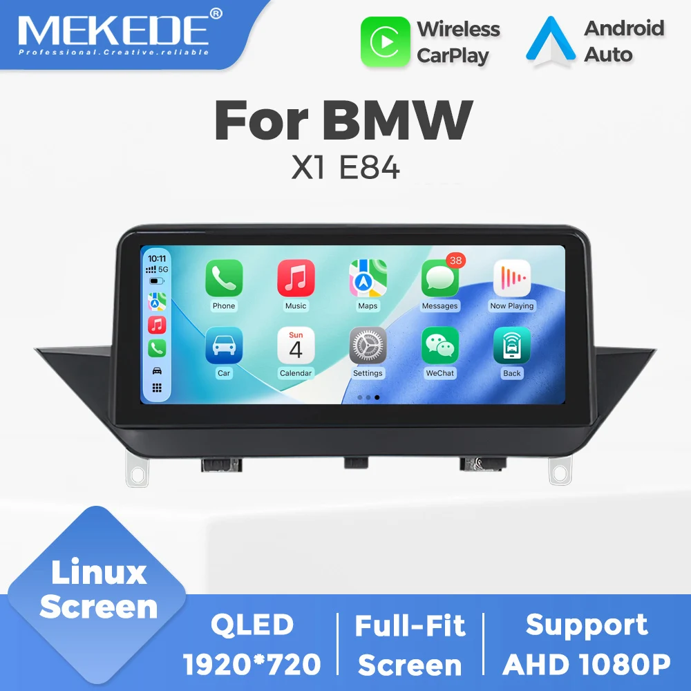 MEKEDE, sistema Linux, autoradio con schermo touchscreen da 10,25 pollici per BMW X1 E84, modelli 2009-2015, con Carplay wireless, Android Auto, navigazione GPS e lettore multimediale.
