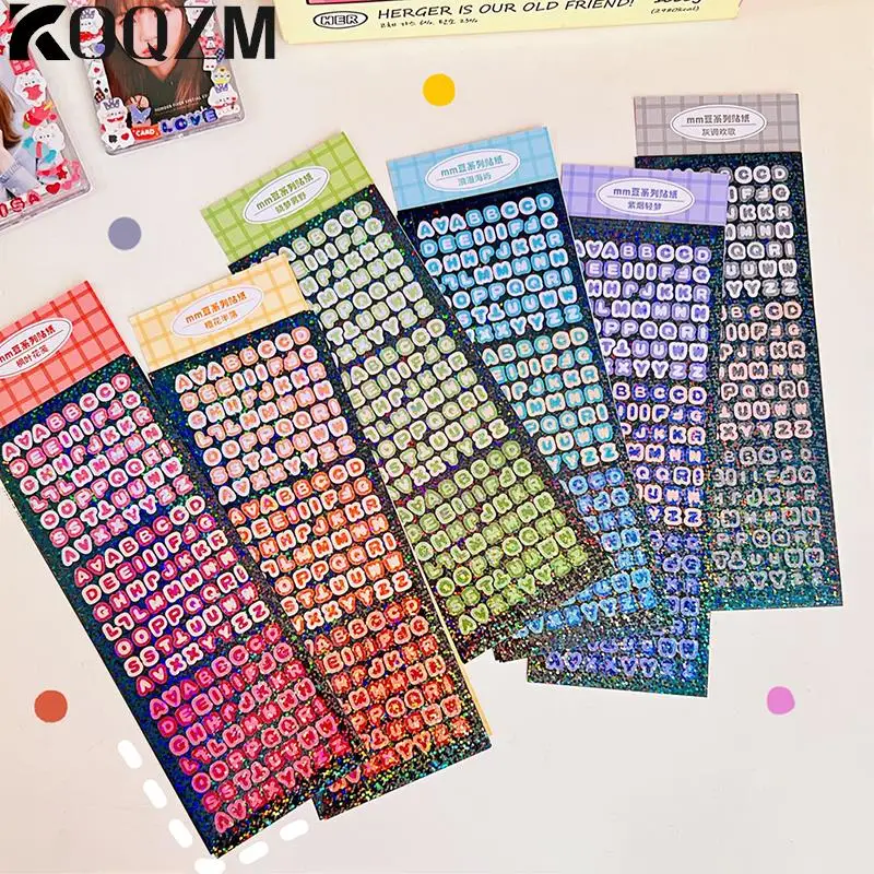 4Sheets/Pack Glitter Alphabet Gift Alphabet Stickers Decoration Photo Card Scrapbook DIY Photo Album Stationery Supplies Sticker