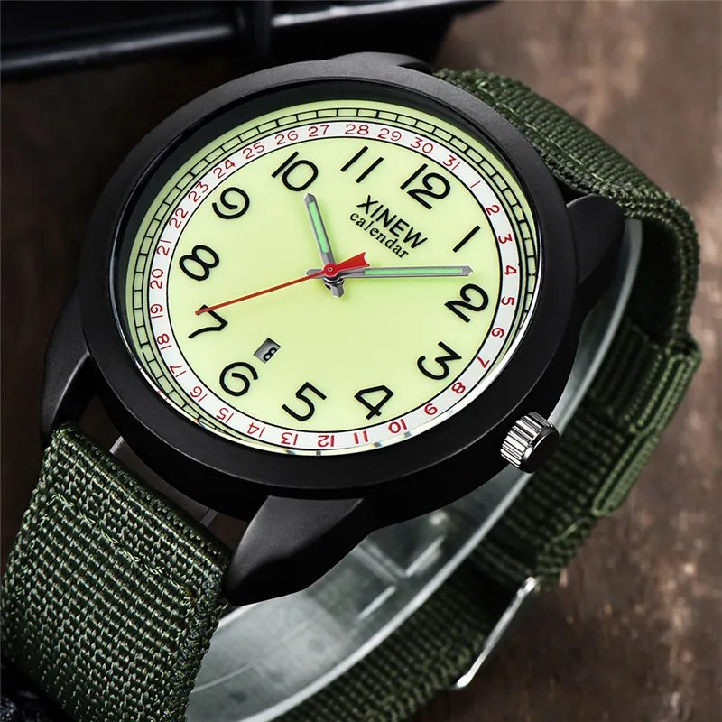 Men XINEW Brand Cheap Watches Students Fashion Nylon Band Military Sports Date Quartz Watch Erkek Barato Saat Reloj Hombre 2024