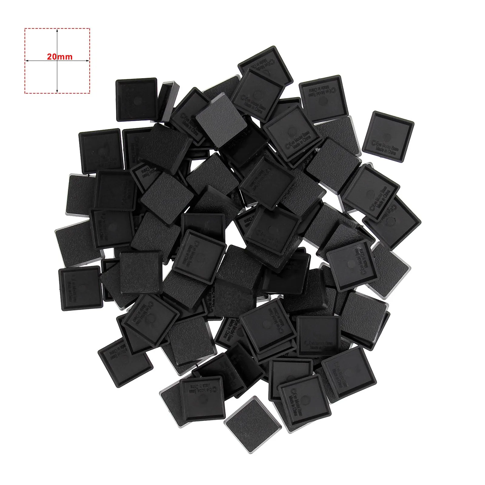 Evemodel MB1020 100pcs 20mm Square Bases Plastic Miniature 20mm Model Base for Wargames Military Simulation Scene