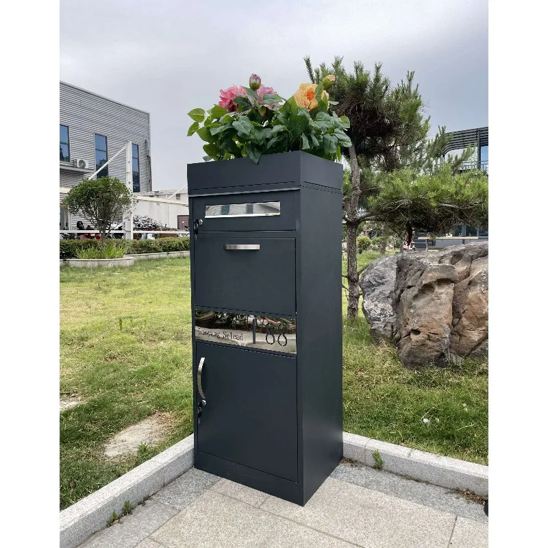 Custom Metal Parcel Drop Box Outdoor Weatherproof Postbox European Style Anti-rust Steel Mailbox for Home Garden Residential