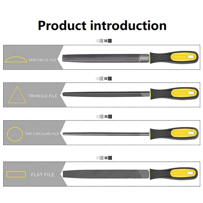 19Pcs Metal Steel File Grinding Tool With Flat File, Semi-Circular File, Circular File, Triangular File And Needle File.