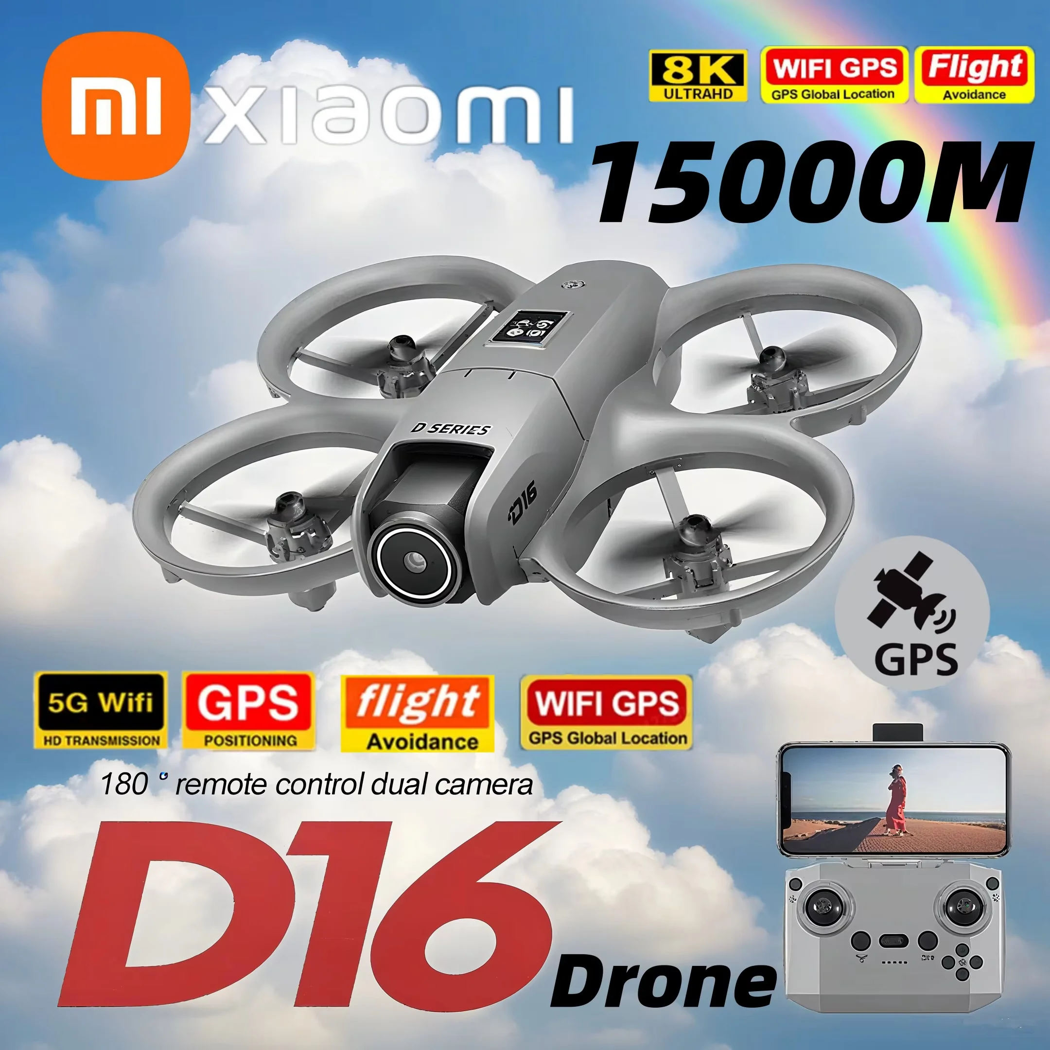 Drone VIVO D16 HD Kamera Ganda 8K Profesional Udara 3 Baterai Motor Tanpa Sikat Aliran Optik GPS Positioning Drone Penghindar Tabrakan