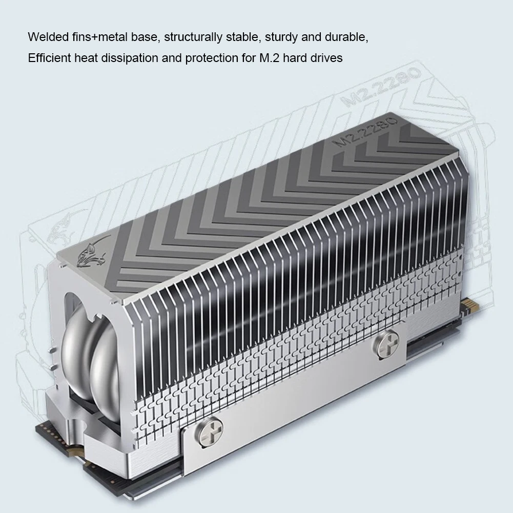 M.2 2280 SSD Heatsink Heat Sink Radiator 2xAGHP Heat Pipe SSD Cooling Reflow Welding with Thermal Silicone Pad