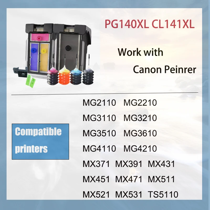 PG140 CL141 Remanufactured Ink Cartridge pg140 Compatible for canon printer pixma cartridge MX474 MG2580 MG2500 MG3610 IP2880