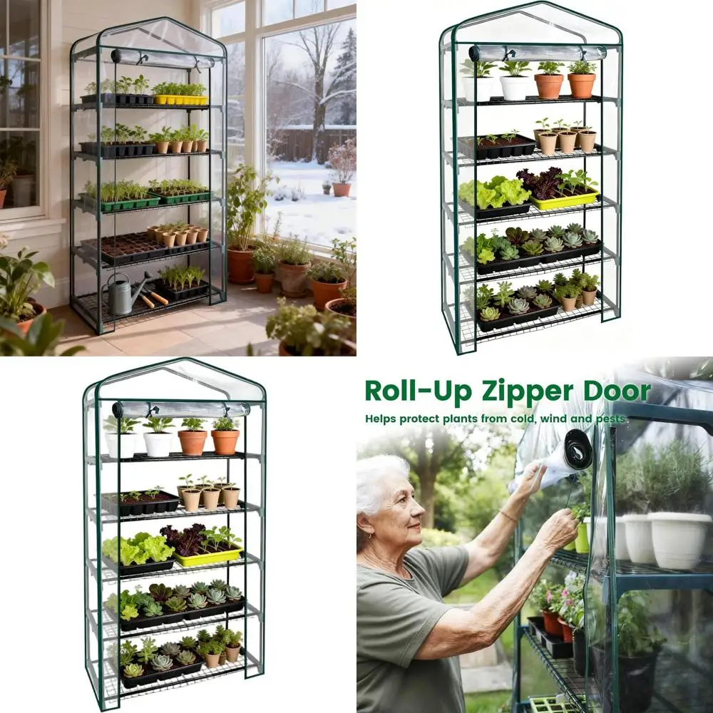 

Увеличенная на 50% мини-теплица, 5-уровневая переносная оранжерея, 40 дюймов в ширину, ПВХ-покрытие, для выращивания пшеницы в помещении/на улице, 19x40x75