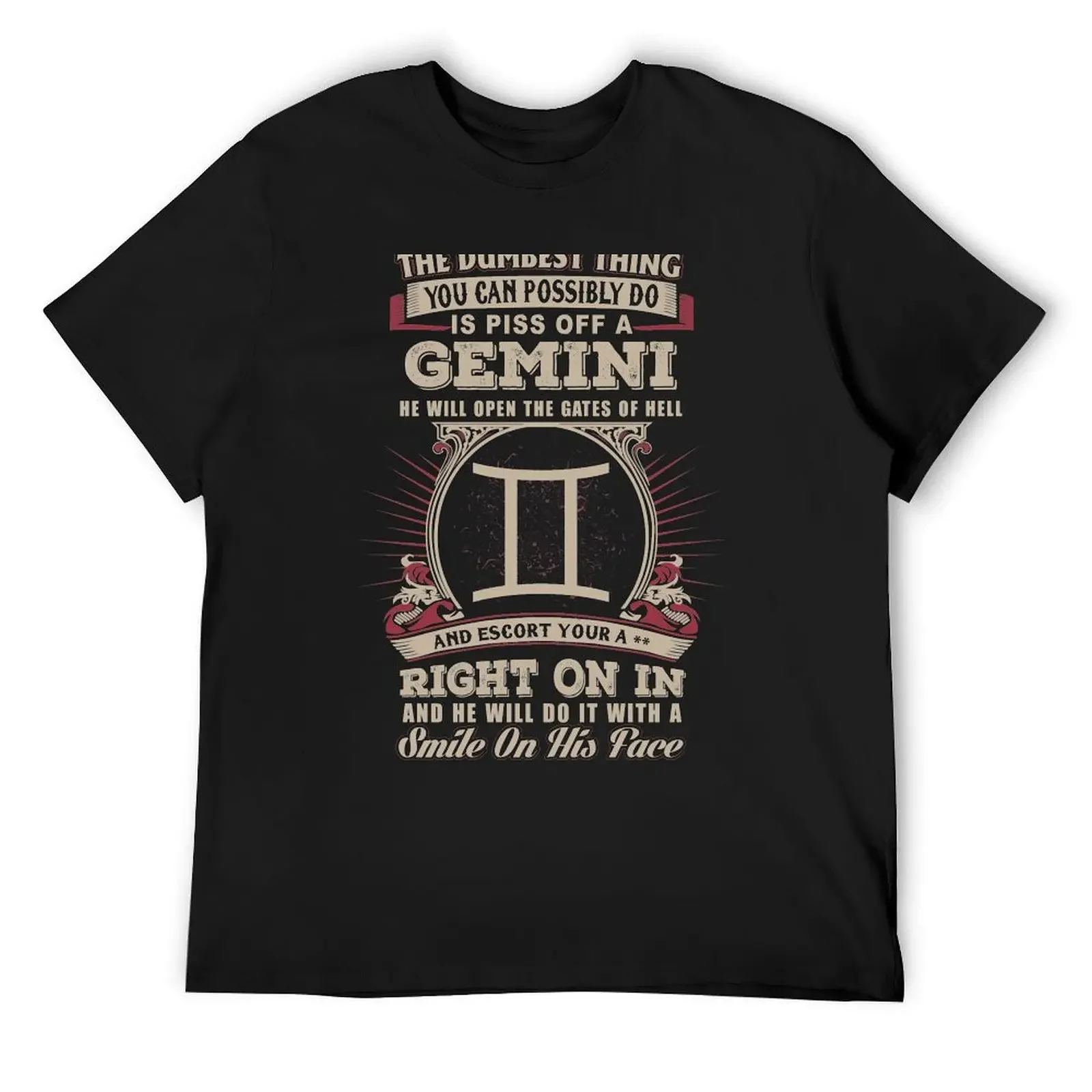 

The Dumbest thing You can possibly do is piss off a Gemini man T-Shirt designer shirts summer clothes Men's cotton t-shirt