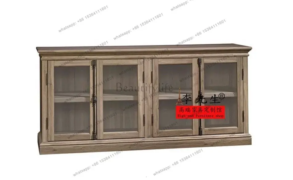 

European solid wood TV cabinet small apartment bedroom audio-visual cabinet living room low cabinet