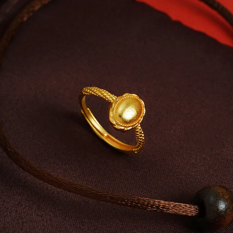 Luxury 24K 9999 Pure Gold real gold Women's oval ring