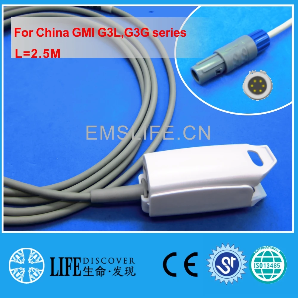 

Reusable adult finger soft spo2 sensor for GMI G3C,digital 6pin patient monitor