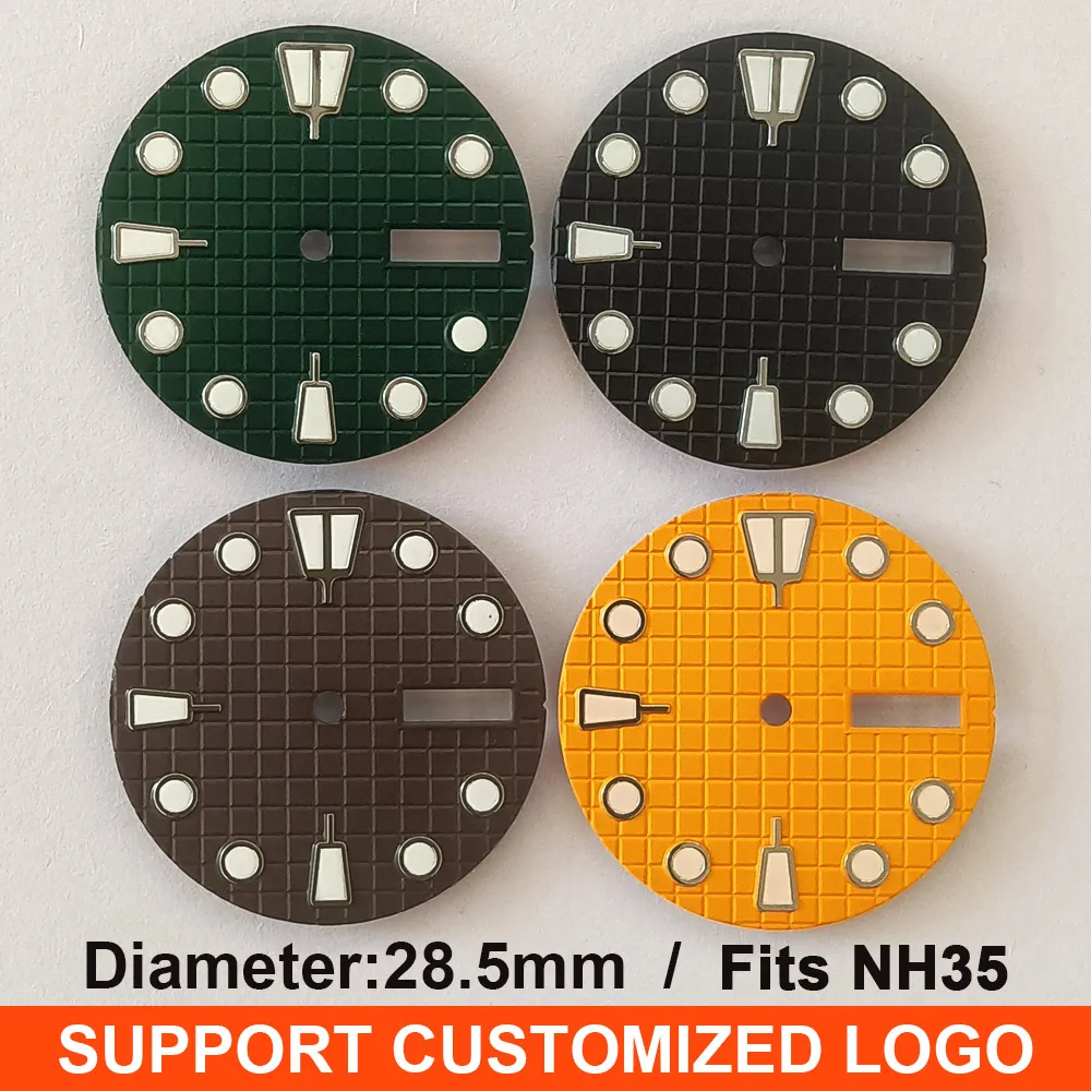 حركة NH36 قرص معقم مضيء بقطر 28.5 ملم يدعم قرصًا مخصصًا