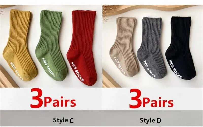 3 Paare/los Baby Socken Jungen Mädchen Baumwolle Streifen Weiche Socke Kinder Kleinkind Rutschfeste Gummigriffe Bodensocken Für 0-3 Jahre – Detail 10