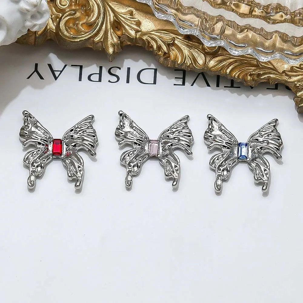 2Pcs/set Metal Nail Charms Butterfly Nail Decorations Nail Art Supplies DIY Nail Art Drills Butterfly Nail Accessories Silver