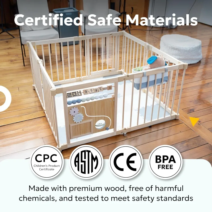 روضة أطفال خشبية - روضة أطفال خشبية مقاس 50 × 50 مع ألعاب مونتيسوري لتحفيز وتنمية حسية - بوابة أطفال خشبية لـ Pla #3