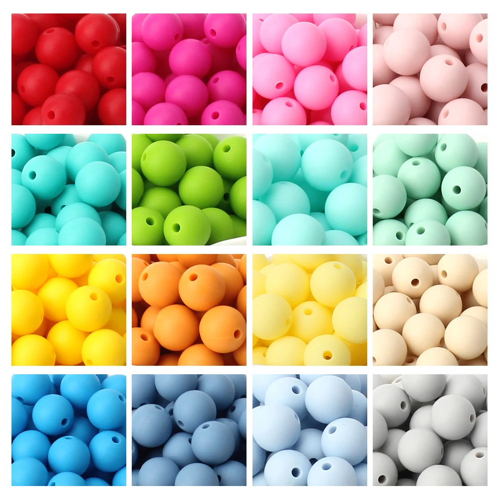 20Pcs Silicone Beads 15mm 9mm 12mm Round Jewelry Beads Loose  Beads for Jewelry making DIY Necklace Bracelets Pen Accessories