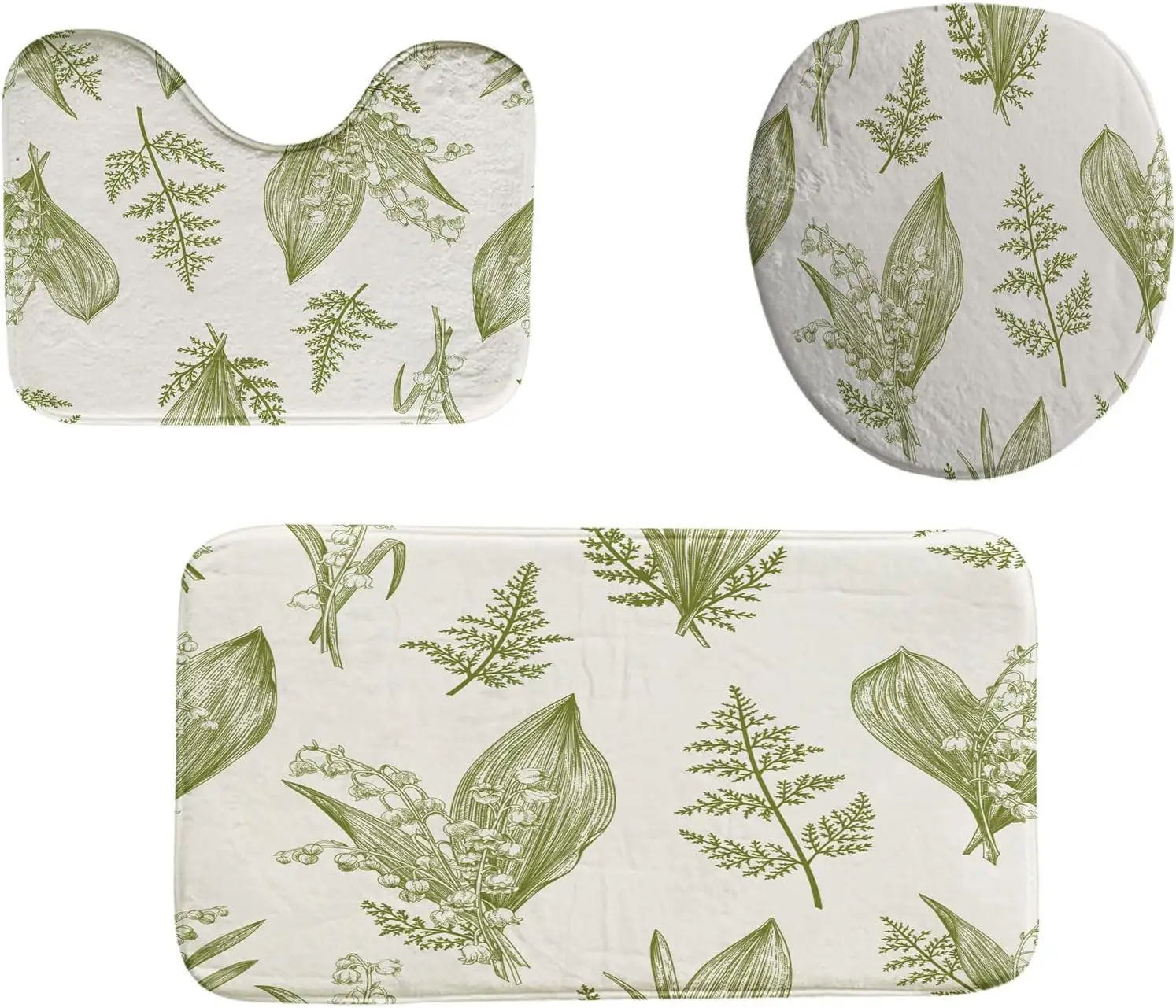 

3 шт., набор ковриков для ванной с цветком весенней долины, винтажный коврик из пены с эффектом памяти, быстросохнущий мягкий впитывающий ковер для ванной комнаты, который можно стирать в машине