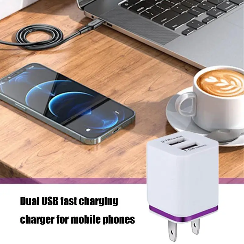 Double USB Charger Block Charger Adapter With Smart Charging Charger Block Cell Phone Wall Chargers Portable & Safe For Phone