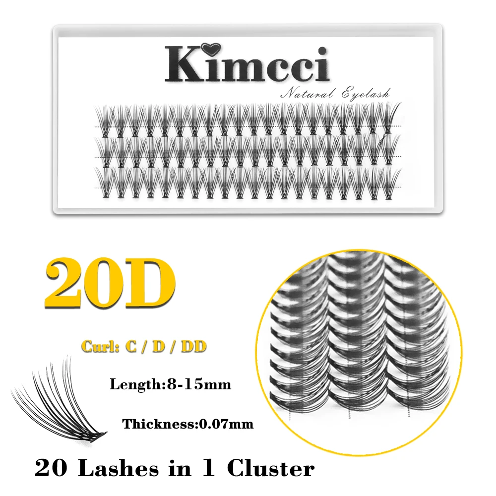 Kimcci 60knots/Case Natural False Eyelash Extension Makeup 20P Mink Individual Faux Eye Lashes Professional Fake Grafting Cilias