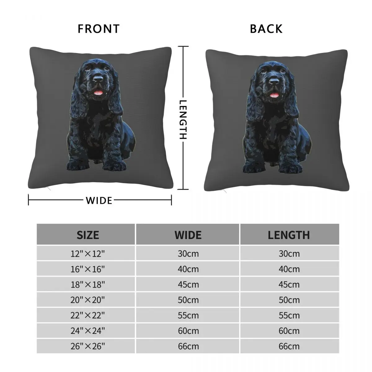 Black English Cocker Spaniel Puppy Pillowcase Polyester Linen Velvet Printed Zip Decor Throw Pillow Case Sofa Cushion Cover