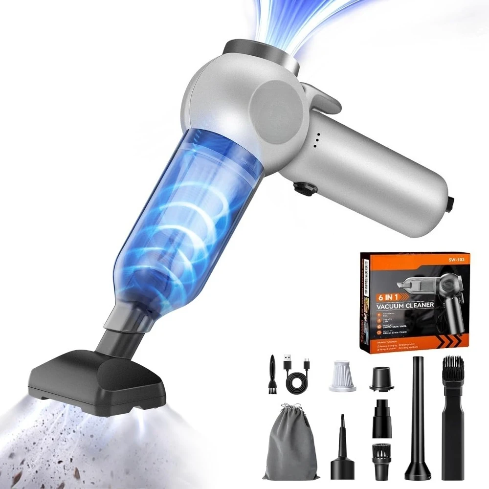 

Car Vacuum Cleaner 6 in 1 Handheld Cordless Rechargeable Powerful Suction 20000PA Portable Car Vacuum for Auto Home Office