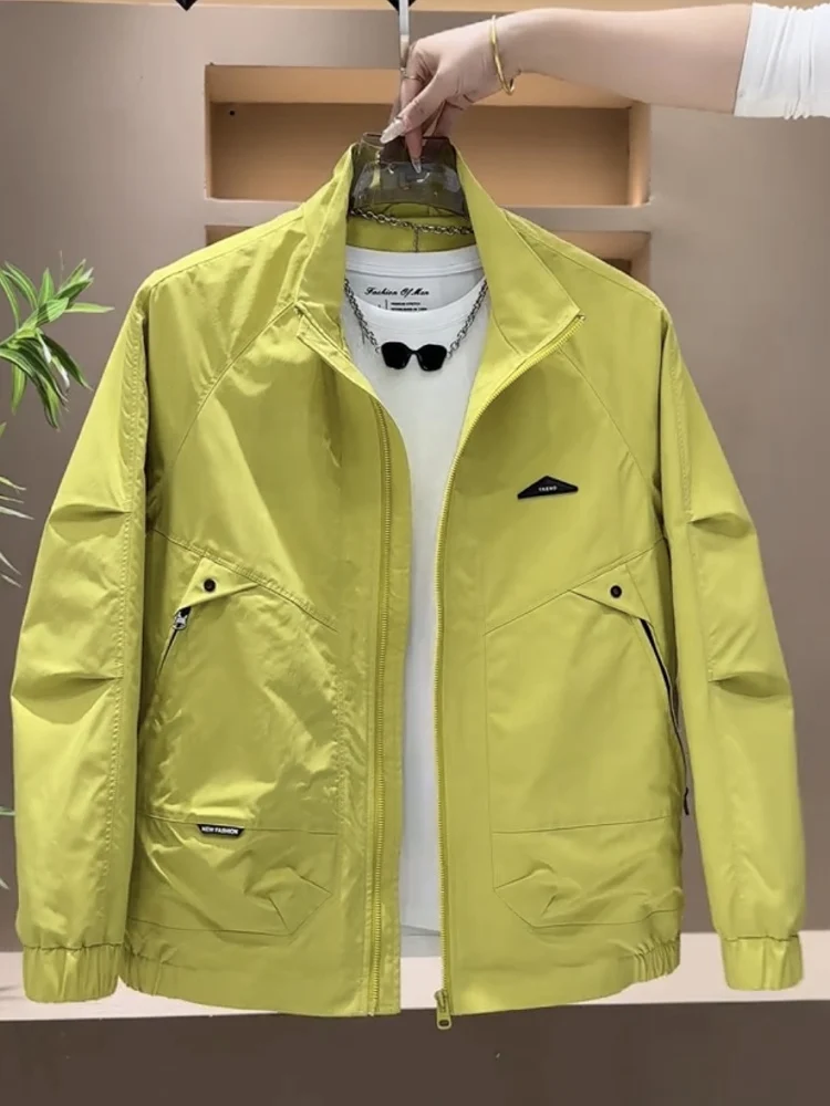 

Spring New Sle Casual Faionable Workwear Windbreaker Men's Loose Outdoor Jaet Stand Collar Loose Fit Youth ular Poly...