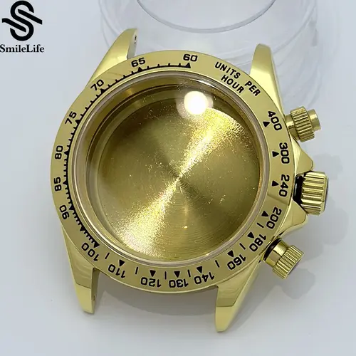 SmileLife 39mm VK63 Silver/Black/Gold Watch Case Sapphire Glass Ceramic/Steel Bezel Fit VK63 Quartz Movement Watch Accessories - Image 7