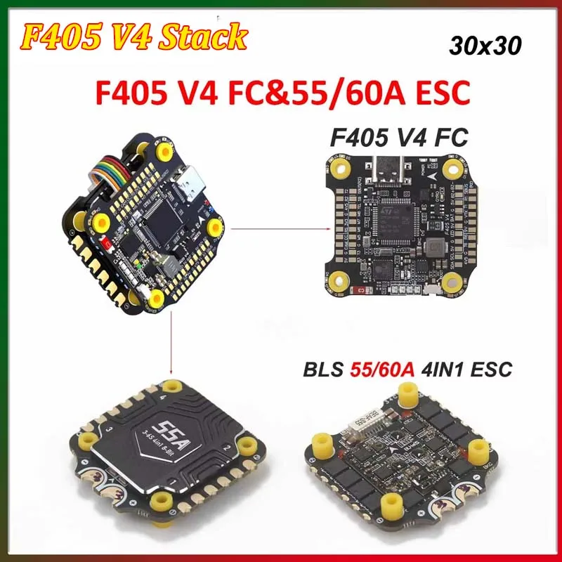 F405 V4 FC Stack BLS 55/60A 4-in-1 ESC&FC 3-6S 30x30 INAV Betaflight Configure Bluetooth RC FPV 5-8 Inch Frame Drone DIY Parts