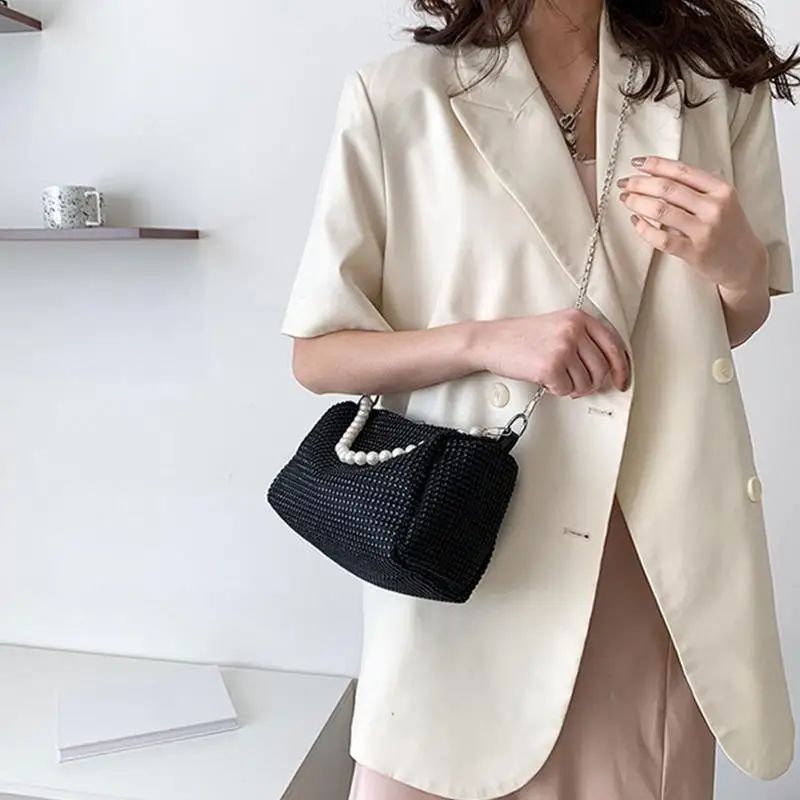 

Gorgeous Crossbody Bag Shoulder Bag Pearl Chain Underarm Bag for Best 547A