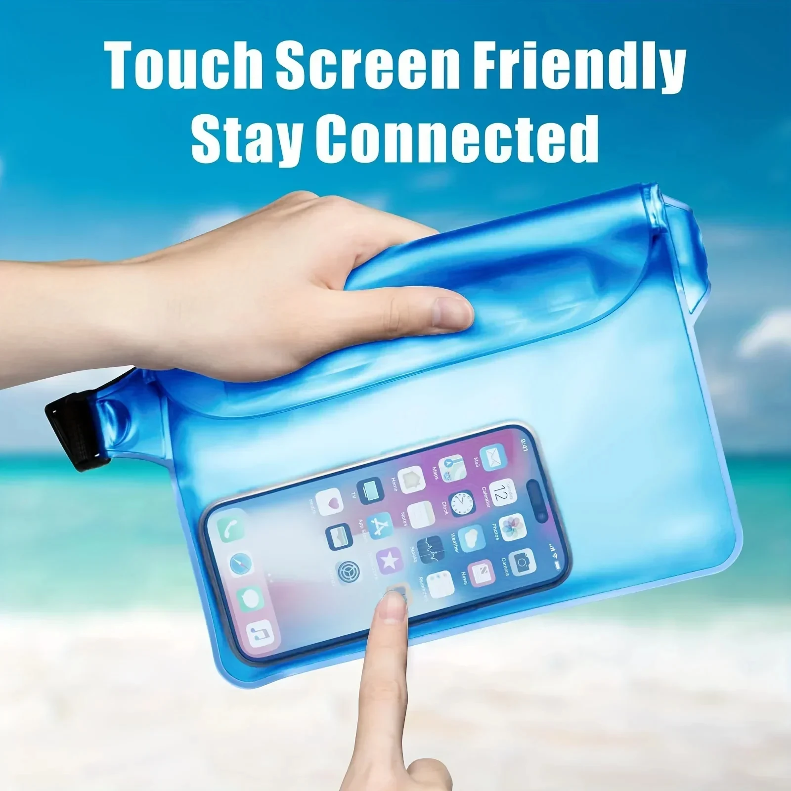Bolsa Impermeable para Teléfono con Correa Ajustable para la Cintura, Bolsa Seca para Mantener el Teléfono y Objetos de Valor Seguros para la Playa, Natación, Kayak, Navegación, Pesca