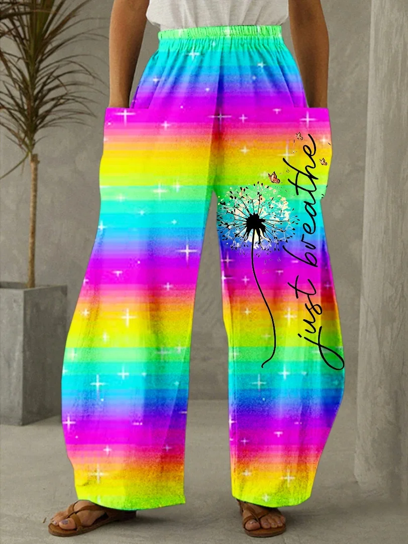 

Rainbow Tie-Dye Hippie Gnome Pants Print Vintage Pants Women's Retro Printed Casual Pants