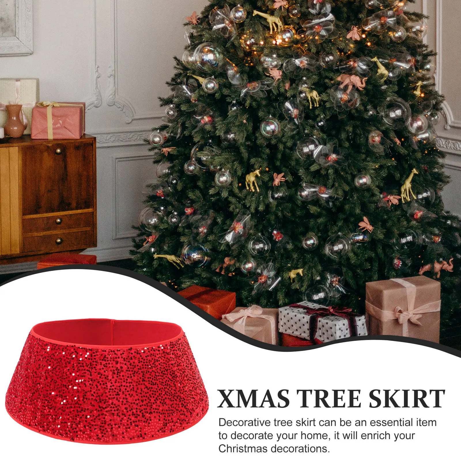 

Christmas Skirt Round Xmas Tree Skirt Holiday Home Party Decor Farmhouse Christmas Decoration Under Tree Mat Festive